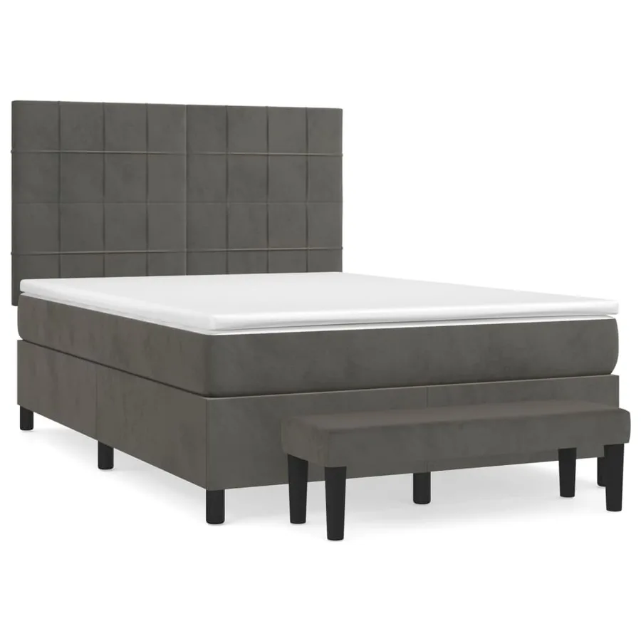 Sommier à lattes de lit et matelas Gris foncé 140x200cm Velours - 2