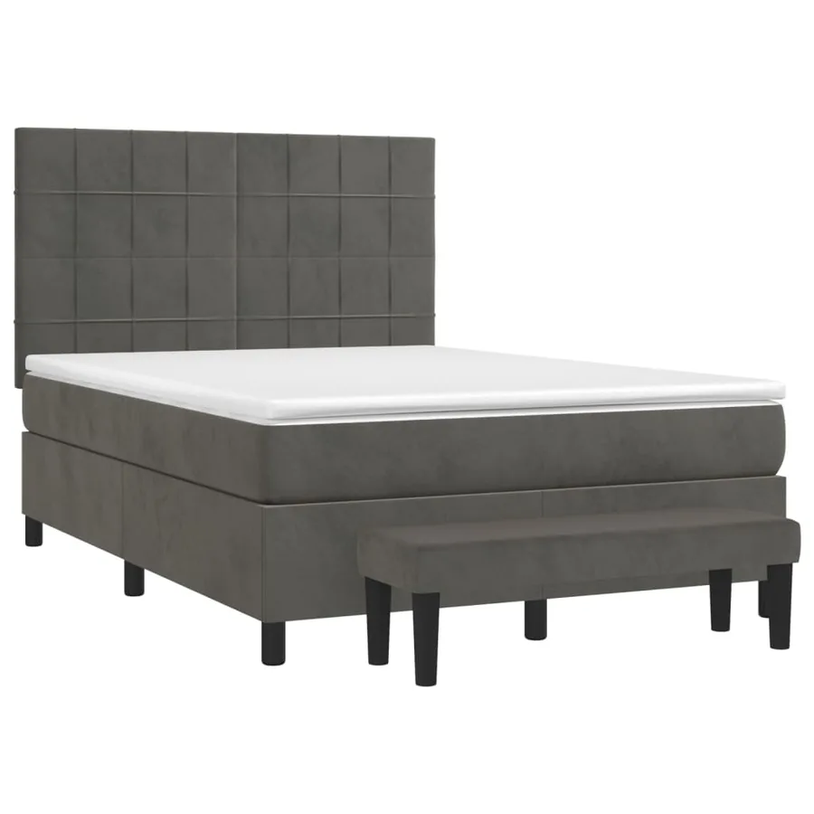 Sommier à lattes de lit et matelas Gris foncé 140x200cm Velours - 3