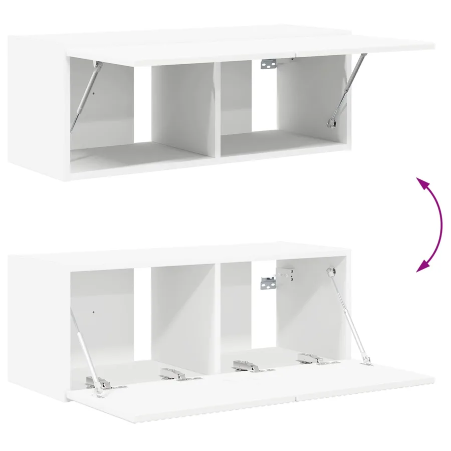 Ensemble meuble TV Montage mural 2 pcs Blanc Bois d'ingénierie - 8