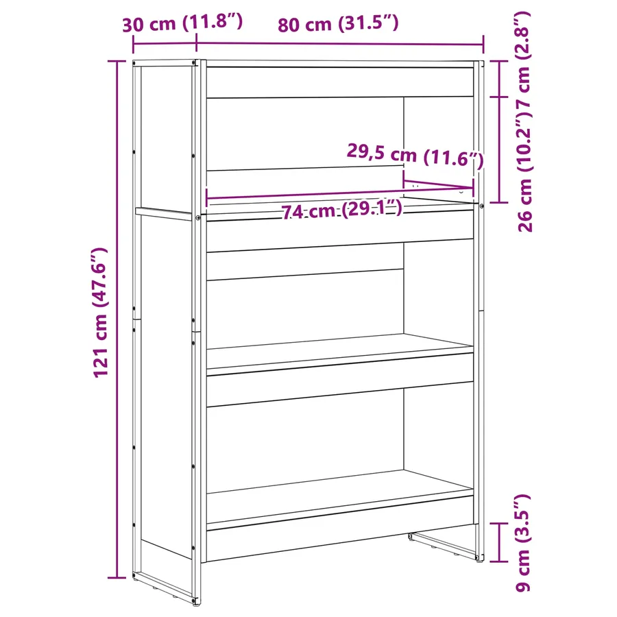 Bibliothèque Chêne noir 80 x 30 x 121 cm Bois d'ingénierie - 11