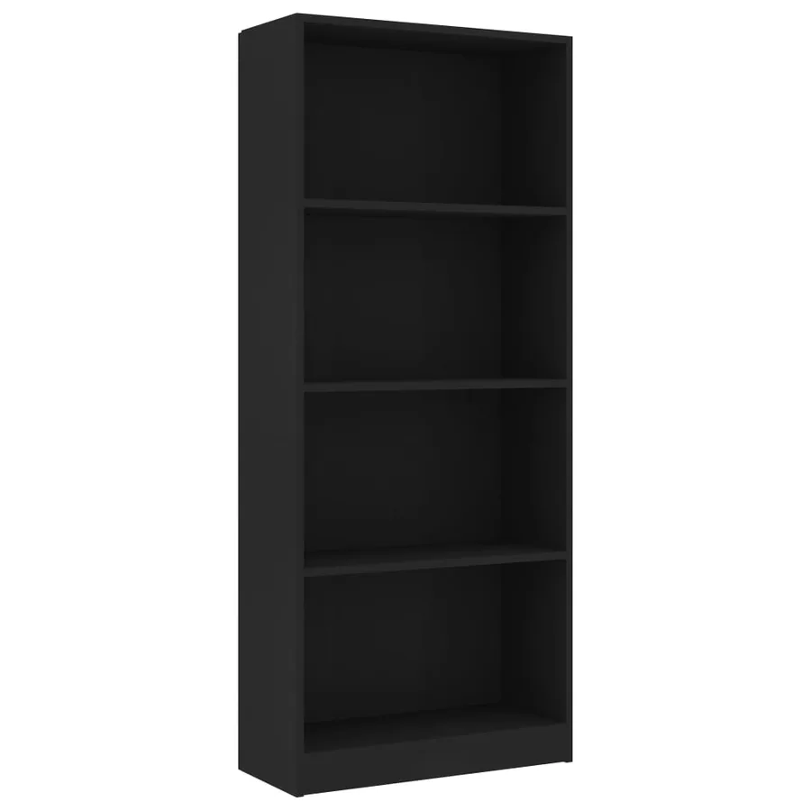 Bibliothèque à 4 niveaux Noir 60x24x142 cm Bois d’ingénierie - 2