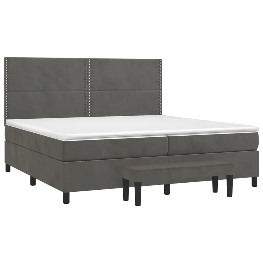 Sommier à lattes de lit et matelas Gris foncé 200x200cm Velours - 3