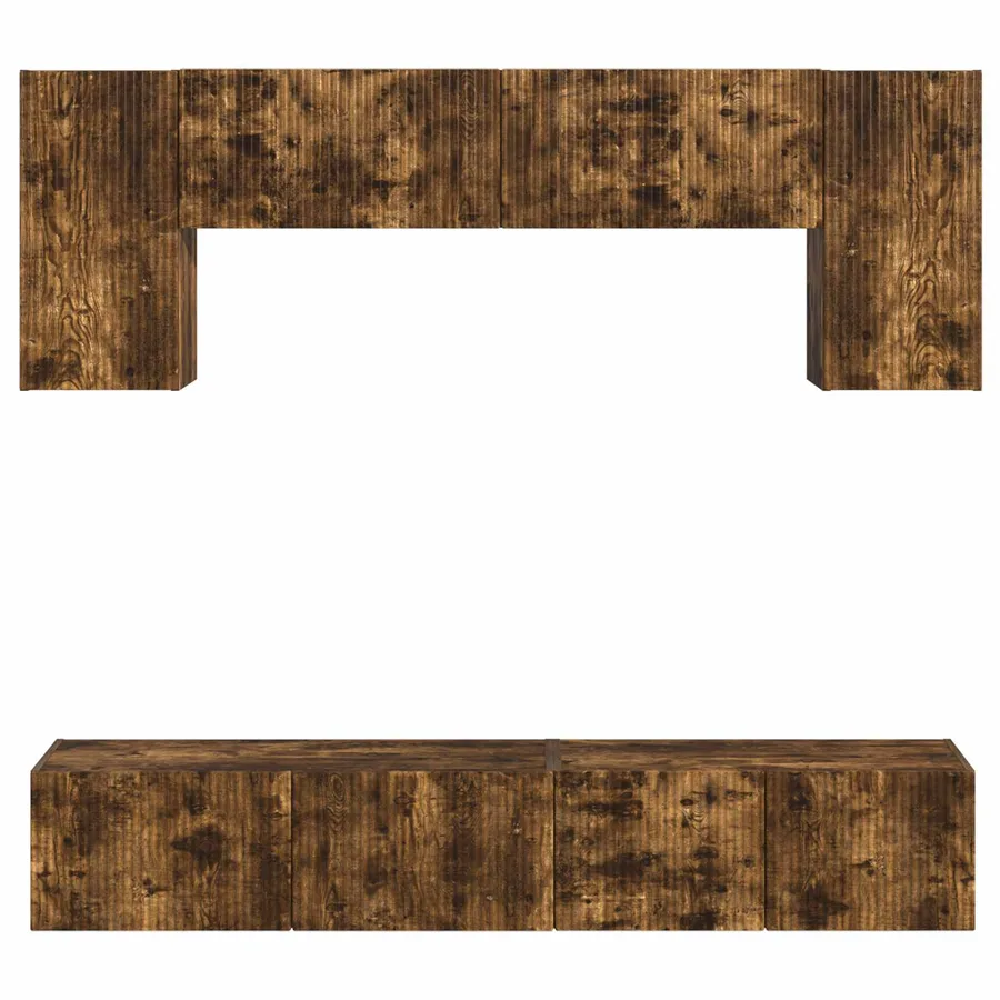 Ensemble meuble TV 4 pcs Chêne fumé Bois d'ingénierie - 9