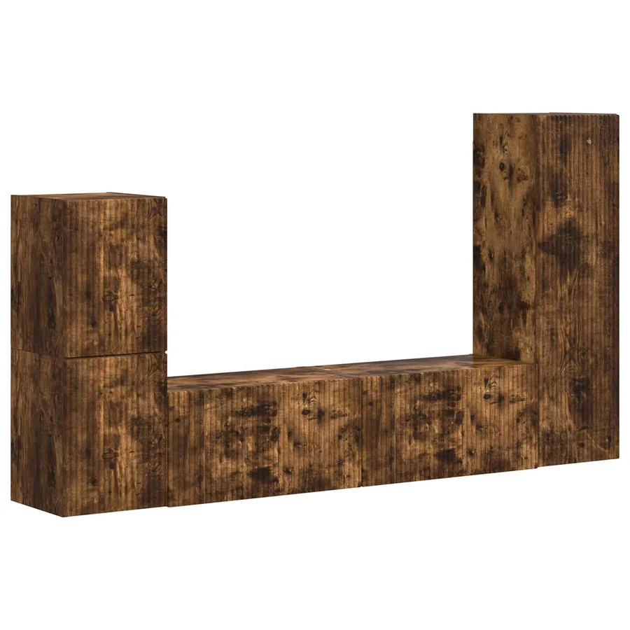 Ensemble meuble TV 4 pcs Chêne fumé Bois d'ingénierie - 2