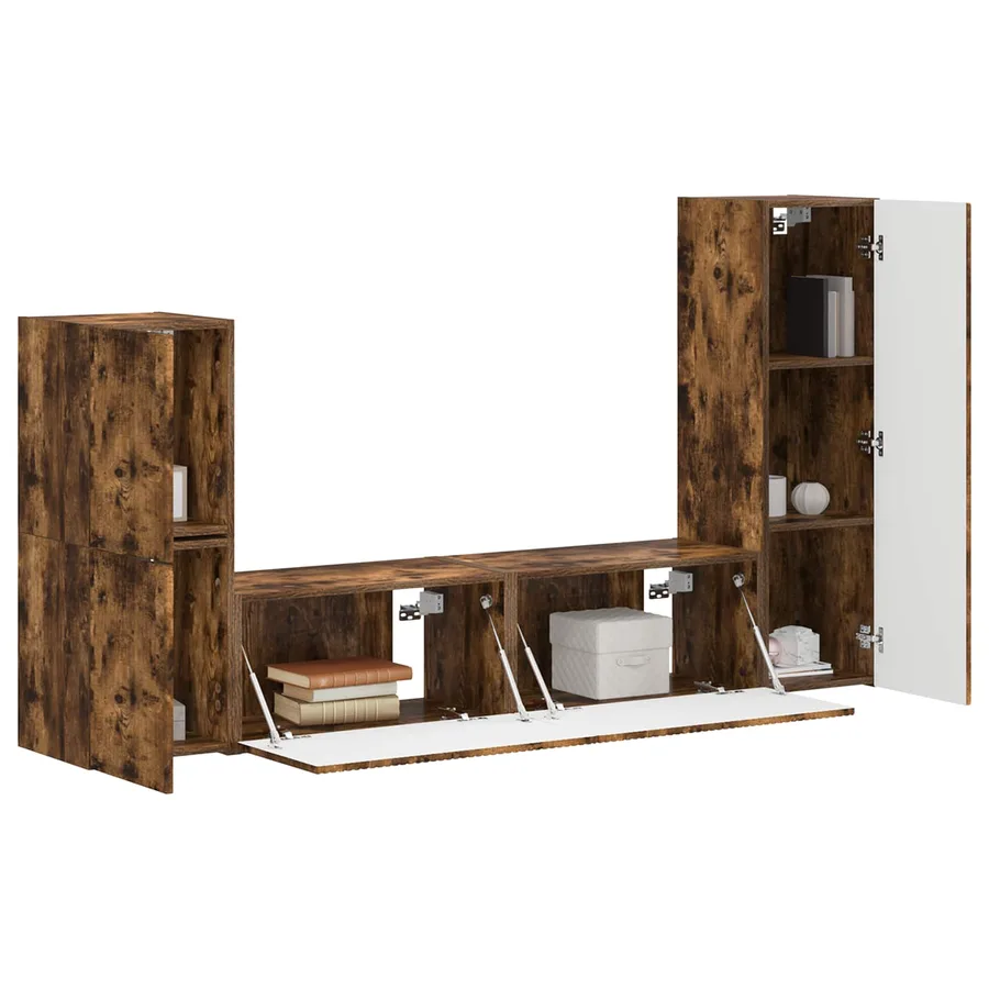 Ensemble meuble TV 4 pcs Chêne fumé Bois d'ingénierie - 3