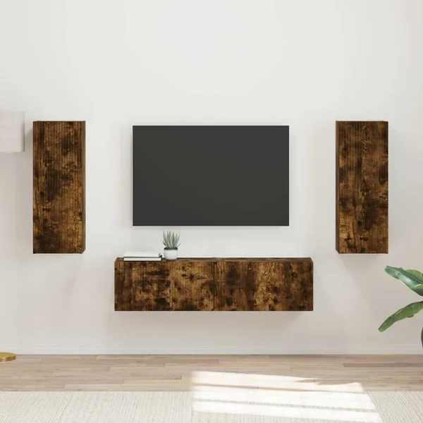 Ensemble meuble TV 2 pcs Chêne fumé Bois d'ingénierie