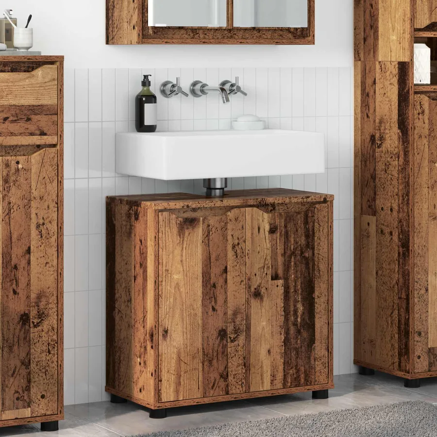 Armoire de lavabo de salle de bain Bois Ancien 60 x 30 x 60 cm