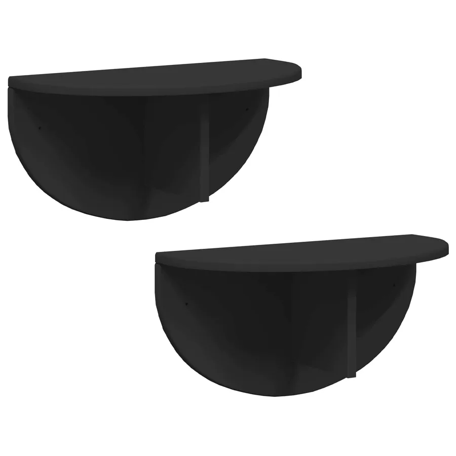 Étagère Murale 2 pcs Noir 48 x 24 x 24 cm Bois d'ingénierie - 2
