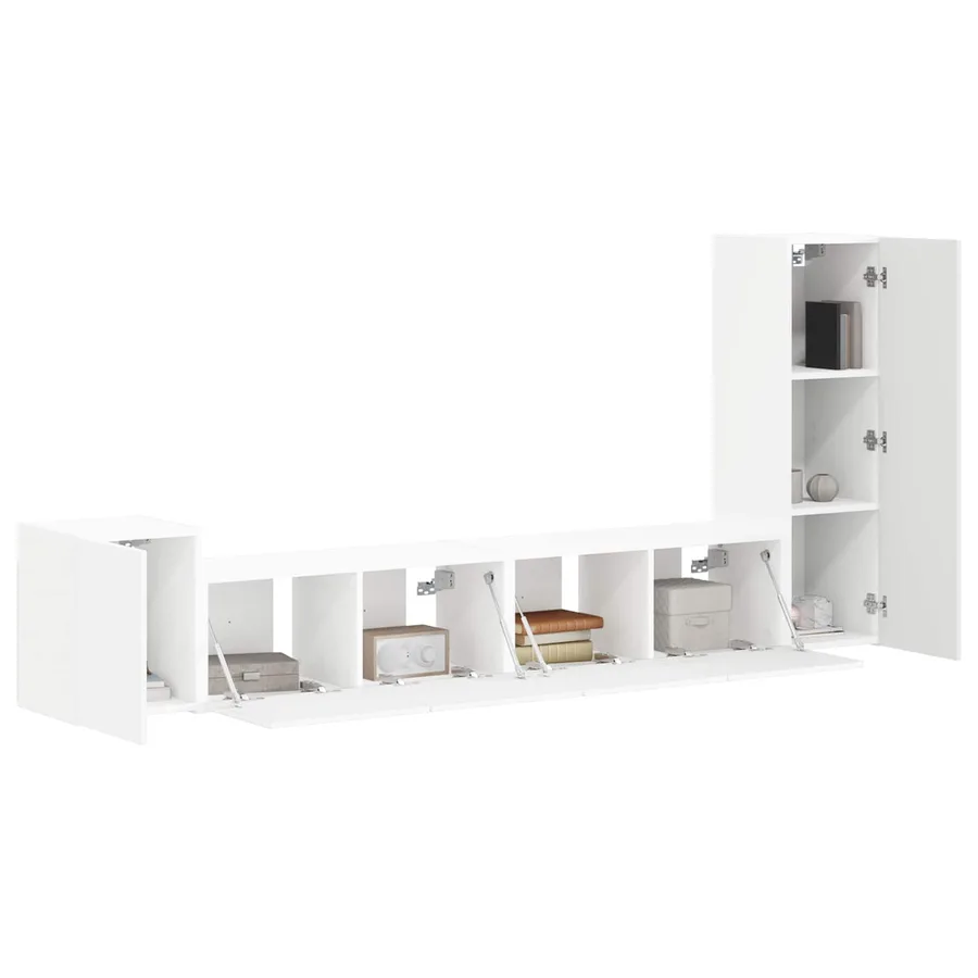 Ensemble meuble TV Montage mural 3 pcs Blanc Bois d'ingénierie - 3