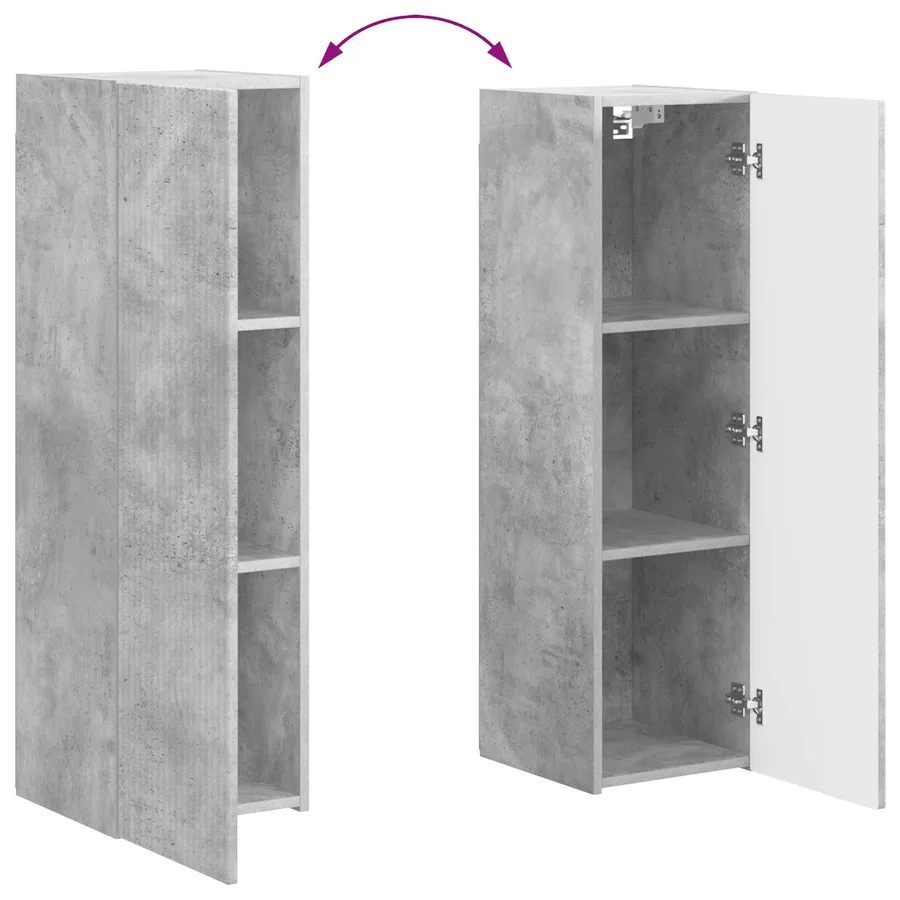 Ensemble meuble TV 4 pcs Gris béton Bois d'ingénierie - 13
