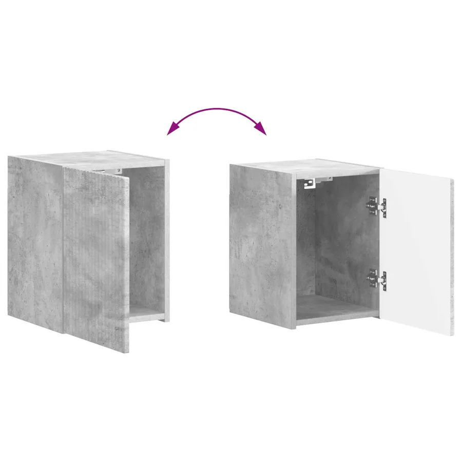 Ensemble meuble TV 4 pcs Gris béton Bois d'ingénierie - 15
