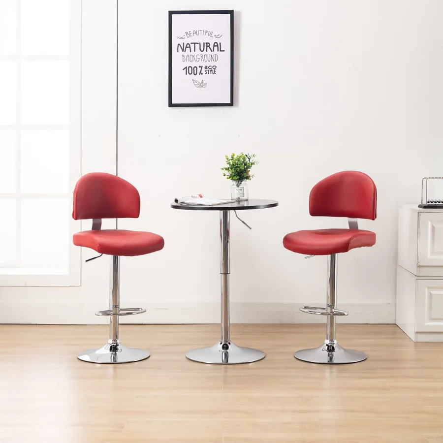 Tabourets de bar lot de 2 rouge bordeaux similicuir