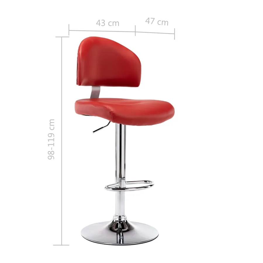 Tabourets de bar lot de 2 rouge bordeaux similicuir - 9