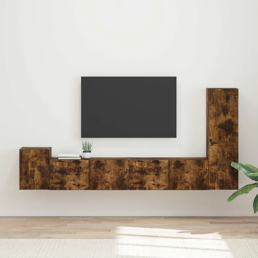 Ensemble meuble TV 3 pcs Chêne fumé Bois d'ingénierie