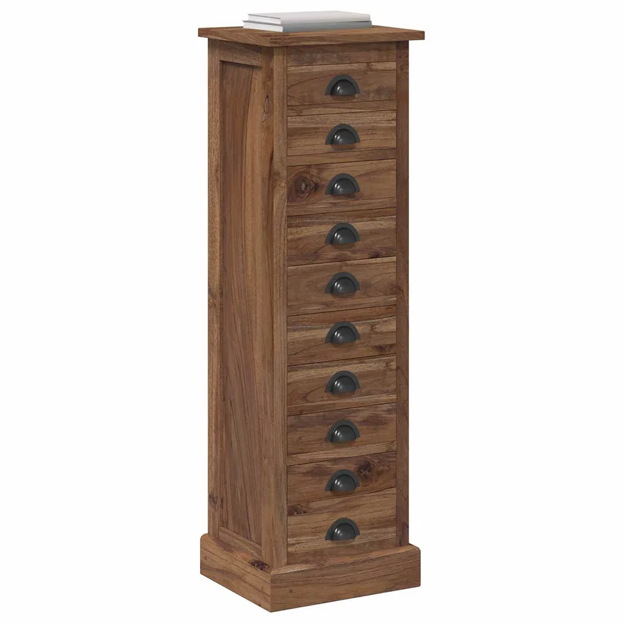 Commode Naturel 35 x 30 x 110 cm Bois de teck massif - 3