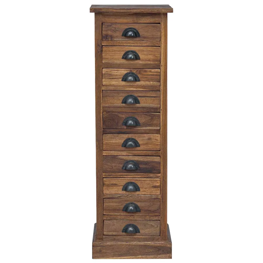 Commode Naturel 35 x 30 x 110 cm Bois de teck massif - 6