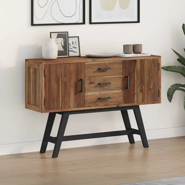 Meuble TV Naturel 110 x 30 x 75 cm Bois de teck massif