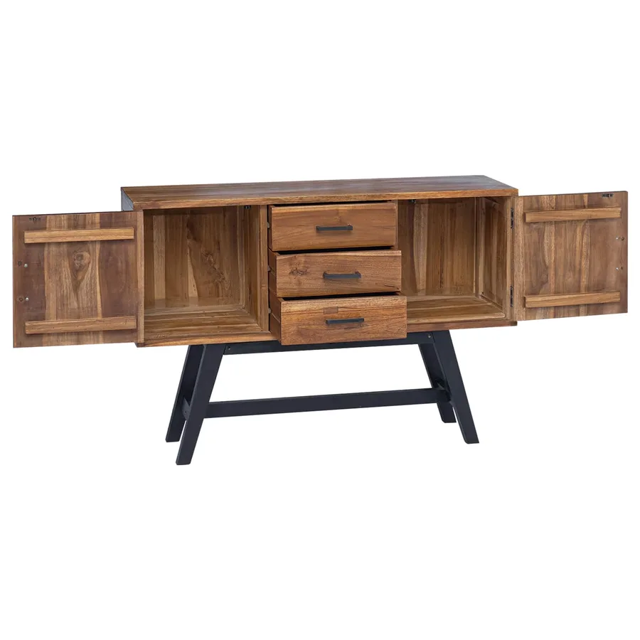 Meuble TV Naturel 110 x 30 x 75 cm Bois de teck massif - 5