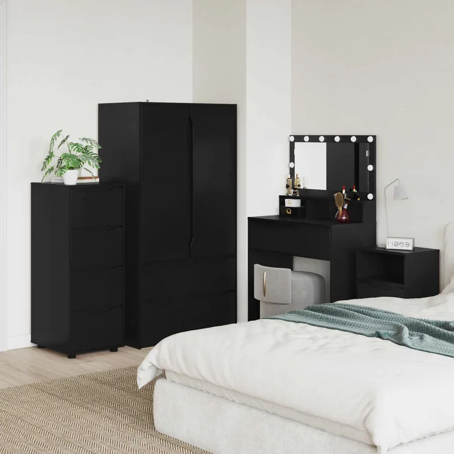 Armoire de rangement Noir 40 x 48 x 105 cm Bois d'ingénierie