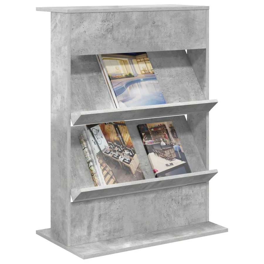 Étagère à magazines avec étagère Gris béton 70 x 41 x 96 cm - 3