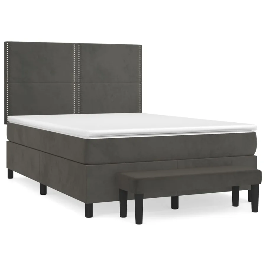 Sommier à lattes de lit et matelas Gris foncé 140x190cm Velours - 2