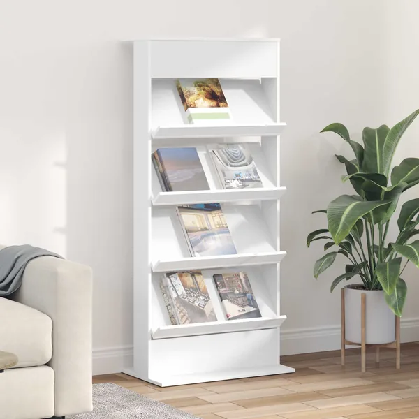 Étagère à magazines Blanc 70 x 41 x 156 cm Bois d'ingénierie