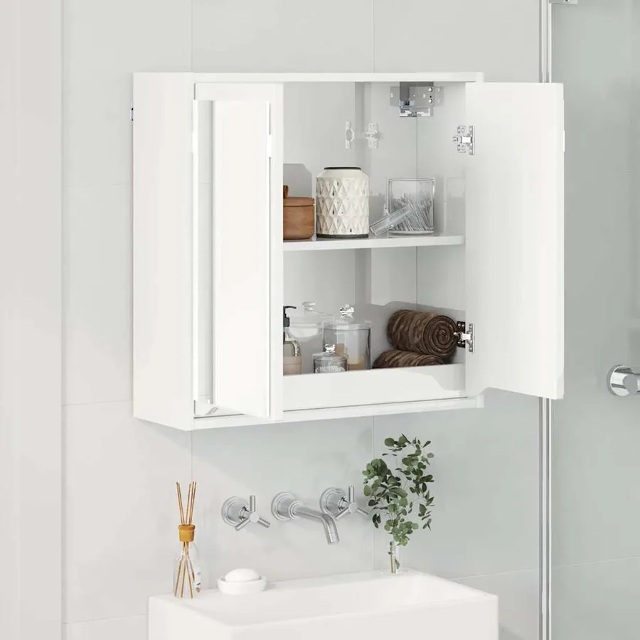 Armoire Miroir de Salle de Bain Blanc brillant 60 x 20 x 60 cm - 4