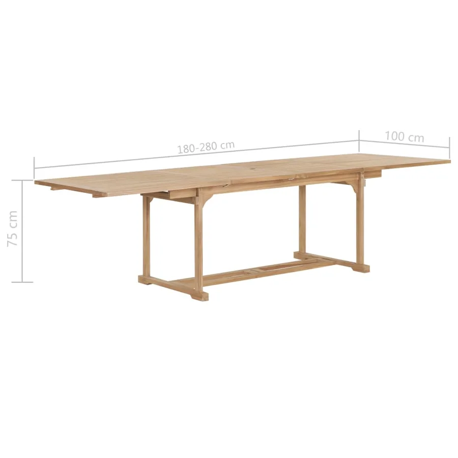 Table extensible de jardin 180-280x100x75 cm Teck solide - 10