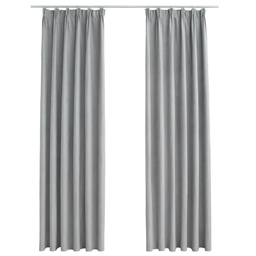 Rideaux occultants avec crochets 2 pcs Gris 140x175 cm - 2