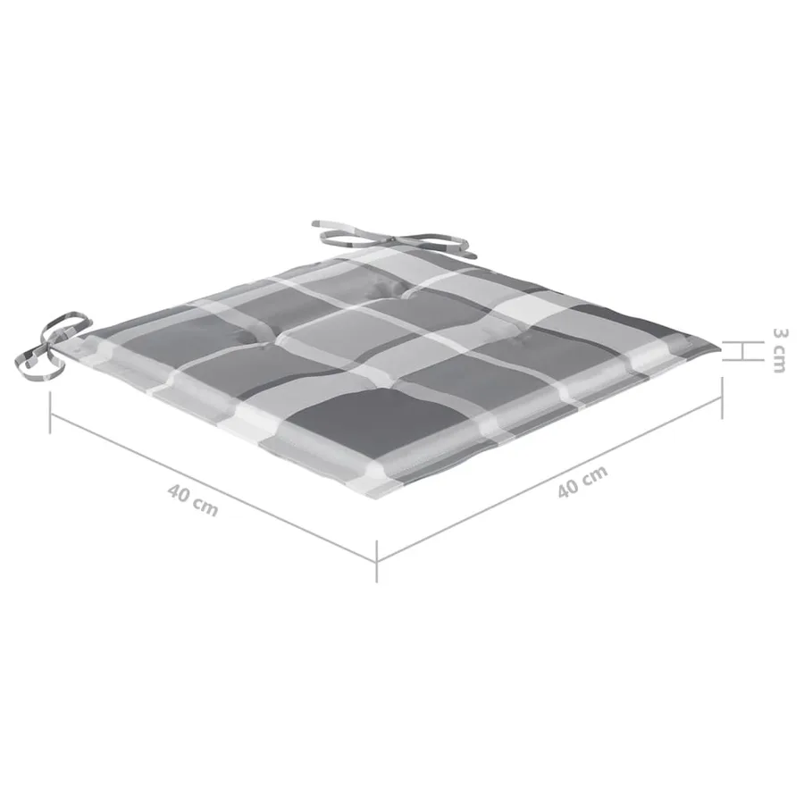 Chaises de jardin lot de 2 avec coussins à carreaux gris Teck - 12