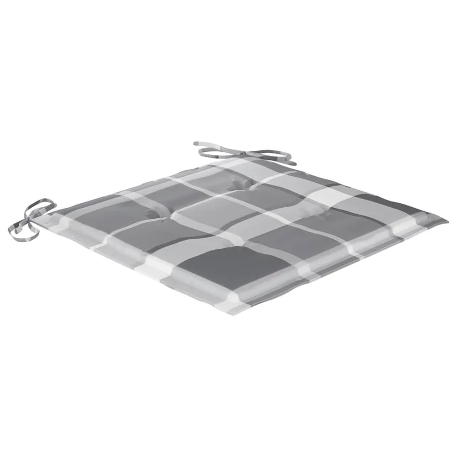 Chaises de jardin lot de 2 avec coussins à carreaux gris Teck - 7