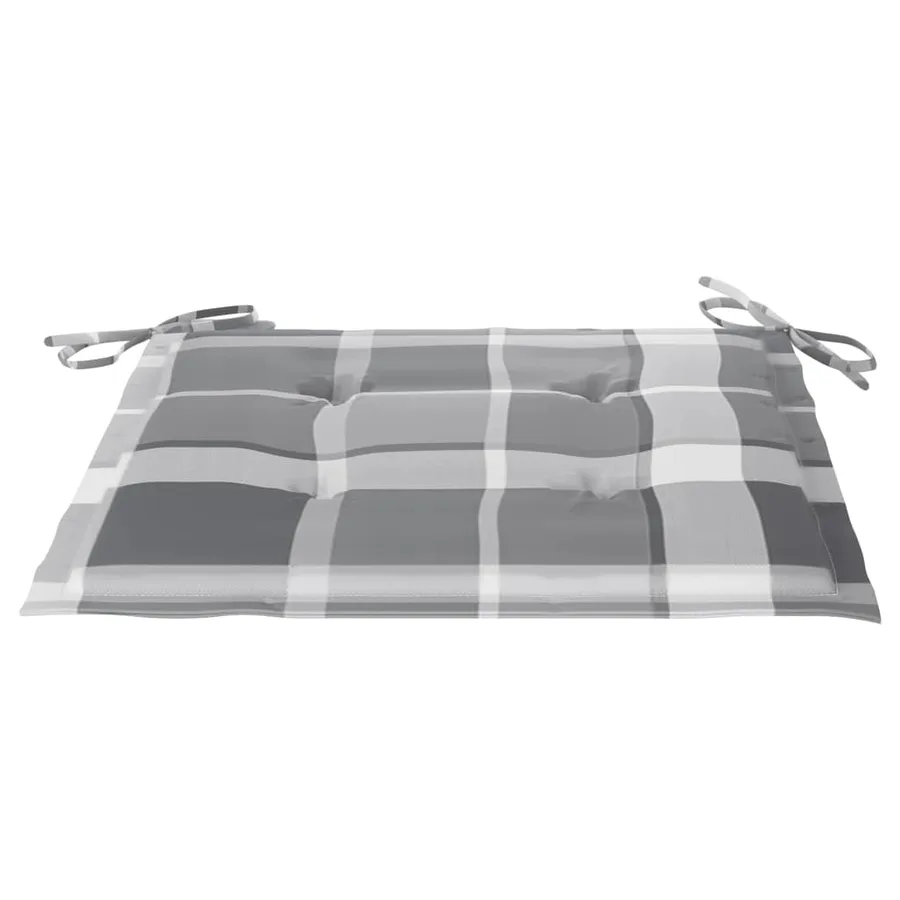 Chaises de jardin lot de 2 avec coussins à carreaux gris Teck - 8