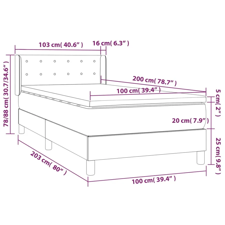 Sommier à lattes de lit avec matelas Marron foncé 100x200 cm - 7