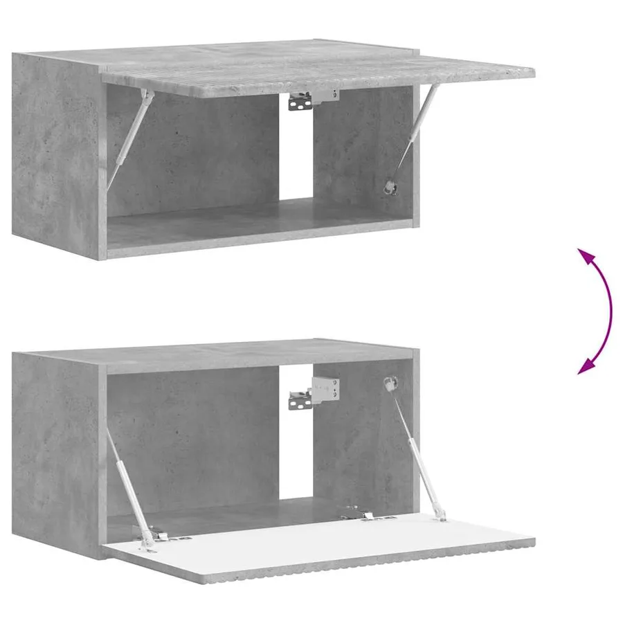 Meuble TV mural 2 pcs Béton 60 x 31 x 29,5 cm Bois d'ingénierie - 12