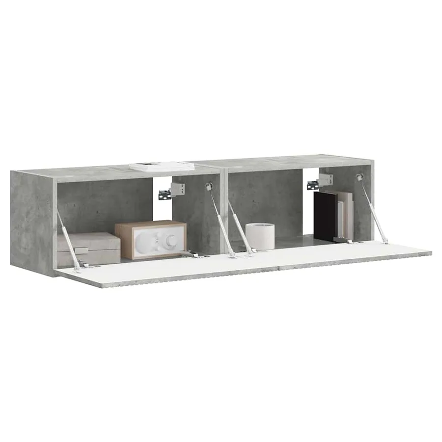 Meuble TV mural 2 pcs Béton 60 x 31 x 29,5 cm Bois d'ingénierie - 3