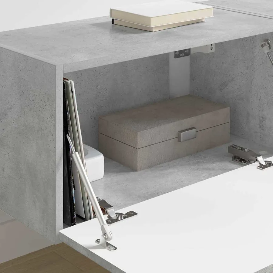 Meuble TV mural 2 pcs Béton 60 x 31 x 29,5 cm Bois d'ingénierie - 4
