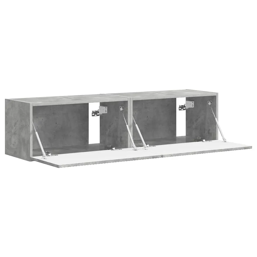 Meuble TV mural 2 pcs Béton 60 x 31 x 29,5 cm Bois d'ingénierie - 6