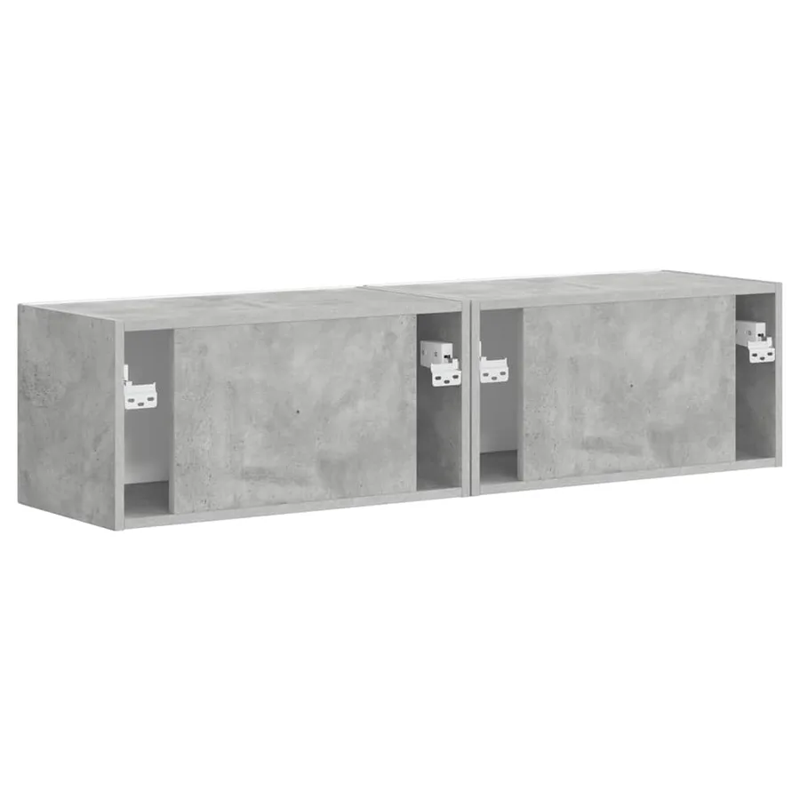 Meuble TV mural 2 pcs Béton 60 x 31 x 29,5 cm Bois d'ingénierie - 9