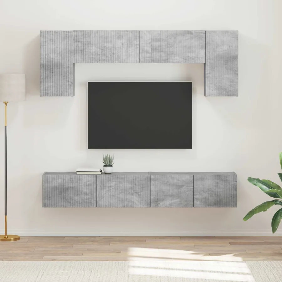 Ensemble meuble TV 4 pcs Gris béton Bois d'ingénierie
