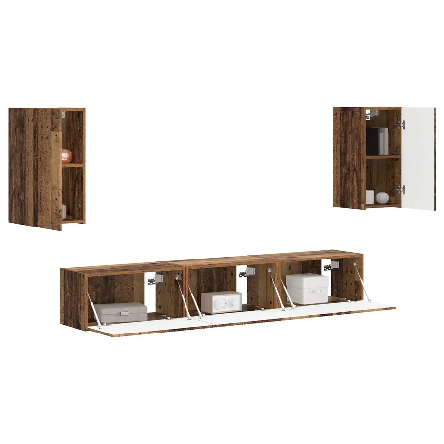 Ensemble meuble TV 5 pcs Bois ancien Bois d'ingénierie - 3