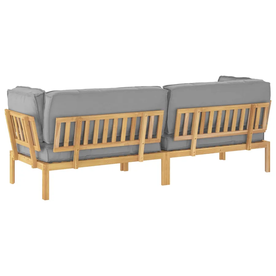 Ensemble de Canapés Uni 2 pcs Gris Bois d'Acacia Massif - 10