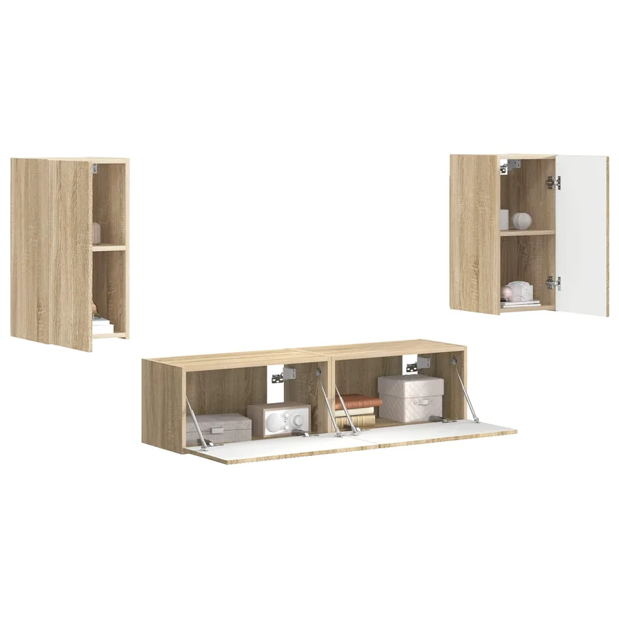 Ensemble meuble TV 4 pcs Chêne Sonoma Bois d'ingénierie - 3