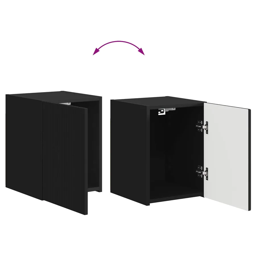 Ensemble meuble TV Montage mural 4 pcs Noir Bois d'ingénierie - 13