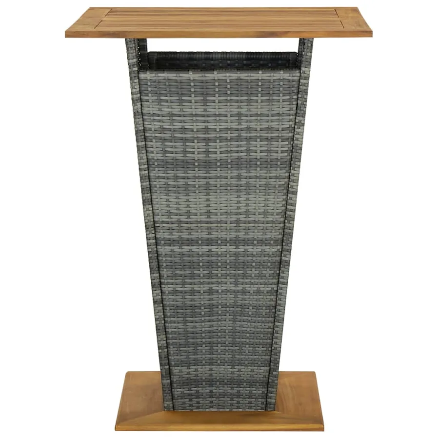 Table de bar Gris 80x80x110 cm Résine tressée et bois d'acacia - 2