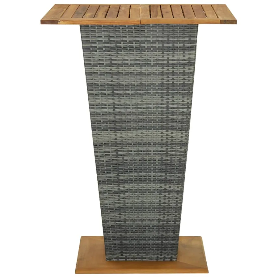 Table de bar Gris 80x80x110 cm Résine tressée et bois d'acacia - 3