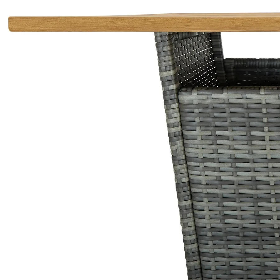 Table de bar Gris 80x80x110 cm Résine tressée et bois d'acacia - 5