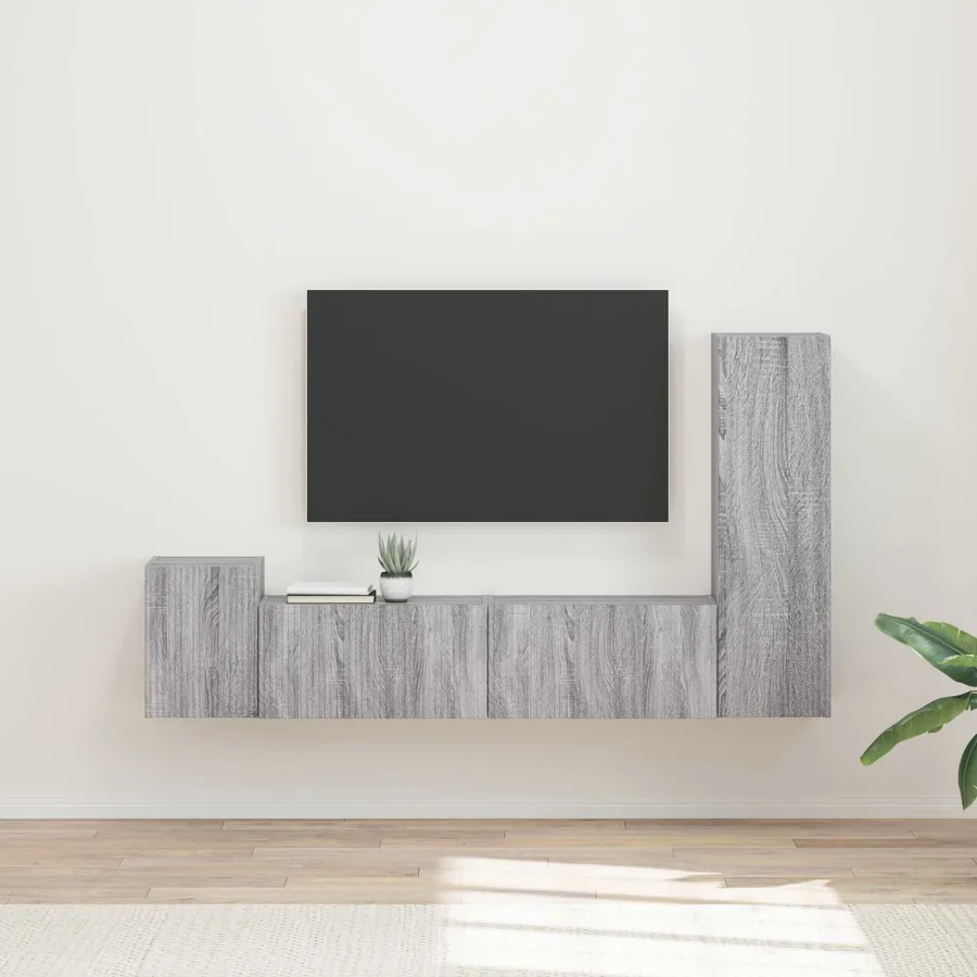 Ensemble meuble TV 4 pcs Gris Sonoma Bois d'ingénierie