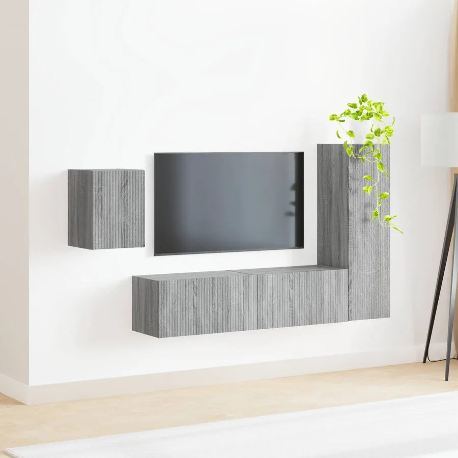 Ensemble meuble TV 4 pcs Gris Sonoma Bois d'ingénierie - 4