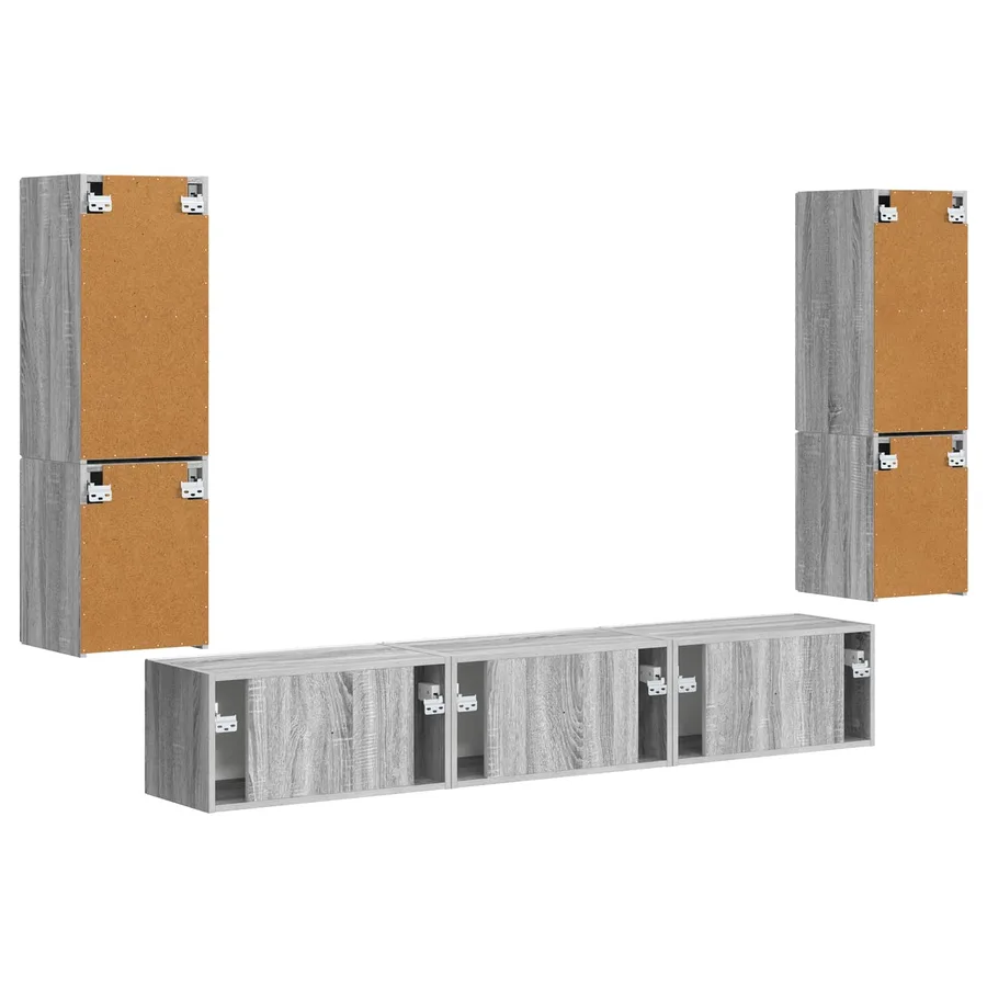 Ensemble meuble TV 4 pcs Gris Sonoma Bois d'ingénierie - 9