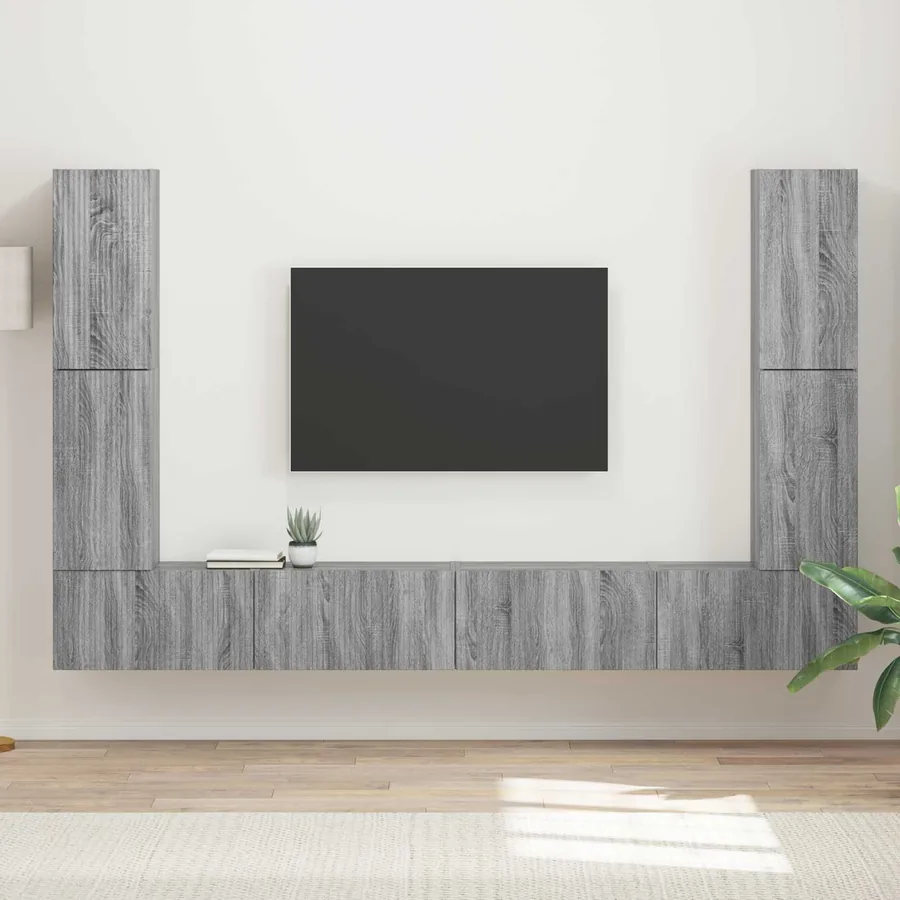 Ensemble meuble TV 8 pcs Gris Sonoma Bois d'ingénierie